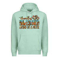 Seafoam Thankful Blessed And Kind Of A Mess Premium Hoodie - CowhideDigitalArt