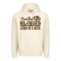 Tofu Thankful Blessed And Kind Of A Mess Premium Hoodie - CowhideDigitalArt