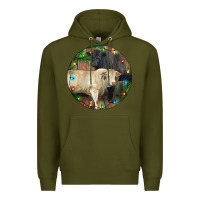 Army Green Christmas Charolais Bull And Black Angus Bull Premium Hoodie - RanaPortraitStore
