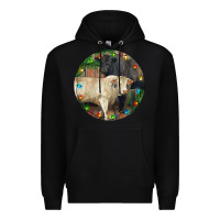 Black Christmas Charolais Bull And Black Angus Bull Premium Hoodie - RanaPortraitStore