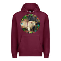 Burgundy Christmas Charolais Bull And Black Angus Bull Premium Hoodie - RanaPortraitStore