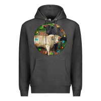 Charcoal Heather Christmas Charolais Bull And Black Angus Bull Premium Hoodie - RanaPortraitStore