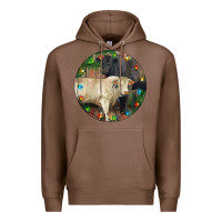 Chestnut Christmas Charolais Bull And Black Angus Bull Premium Hoodie - RanaPortraitStore