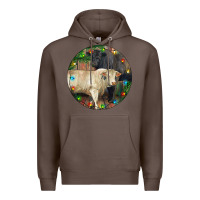 Coffee Christmas Charolais Bull And Black Angus Bull Premium Hoodie - RanaPortraitStore