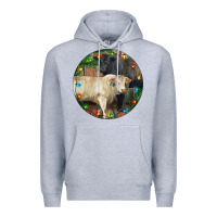 Heather Grey Christmas Charolais Bull And Black Angus Bull Premium Hoodie - RanaPortraitStore