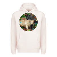 Pale Pink Christmas Charolais Bull And Black Angus Bull Premium Hoodie - RanaPortraitStore