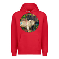 Red Christmas Charolais Bull And Black Angus Bull Premium Hoodie - RanaPortraitStore