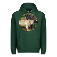 Sports Green Christmas Charolais Bull And Black Angus Bull Premium Hoodie - RanaPortraitStore