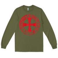 Army Green Mens Crusader Knight  Knights Templar Cross T  Badge Long Sleeve Tee - longCreatives