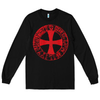 Black Mens Crusader Knight  Knights Templar Cross T  Badge Long Sleeve Tee - longCreatives