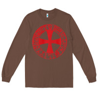 Chestnut Mens Crusader Knight  Knights Templar Cross T  Badge Long Sleeve Tee - longCreatives