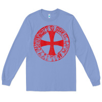 Colony Blue Mens Crusader Knight  Knights Templar Cross T  Badge Long Sleeve Tee - longCreatives