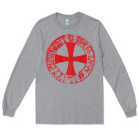 Heather Grey Mens Crusader Knight  Knights Templar Cross T  Badge Long Sleeve Tee - longCreatives