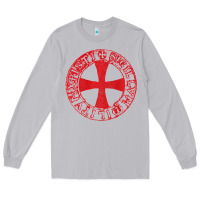 Moon Dust Mens Crusader Knight  Knights Templar Cross T  Badge Long Sleeve Tee - longCreatives