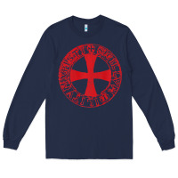 Navy Mens Crusader Knight  Knights Templar Cross T  Badge Long Sleeve Tee - longCreatives