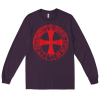 Plum Mens Crusader Knight  Knights Templar Cross T  Badge Long Sleeve Tee - longCreatives