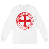 White Mens Crusader Knight  Knights Templar Cross T  Badge Long Sleeve Tee - longCreatives