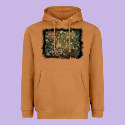 Camouflage Leopard Background Heavyweight Hoodie Designed By Barkaloodesign