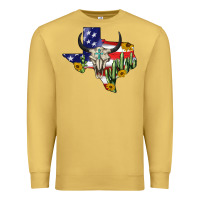 Antique Gold bull skull texas map american playng Premium Sweatshirt - BarkalooDesign