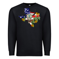 Black bull skull texas map american playng Premium Sweatshirt - BarkalooDesign