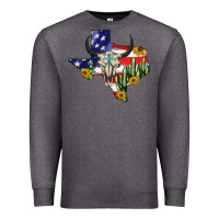 Charcoal Heather bull skull texas map american playng Premium Sweatshirt - BarkalooDesign