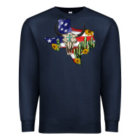 Navy bull skull texas map american playng Premium Sweatshirt - BarkalooDesign