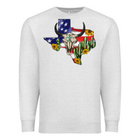Oatmeal Heather bull skull texas map american playng Premium Sweatshirt - BarkalooDesign