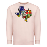 Pale Pink bull skull texas map american playng Premium Sweatshirt - BarkalooDesign