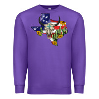 Purple bull skull texas map american playng Premium Sweatshirt - BarkalooDesign