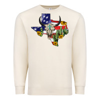 Sandshell bull skull texas map american playng Premium Sweatshirt - BarkalooDesign