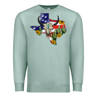 Seafoam bull skull texas map american playng Premium Sweatshirt - BarkalooDesign