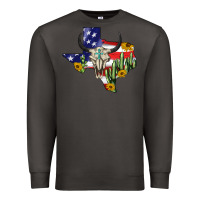 Smoke bull skull texas map american playng Premium Sweatshirt - BarkalooDesign