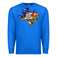 True Royal bull skull texas map american playng Premium Sweatshirt - BarkalooDesign