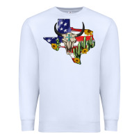 White bull skull texas map american playng Premium Sweatshirt - BarkalooDesign