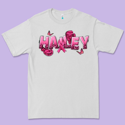 Personalized Pink Cancer Themed Name Premium Tee Designed By Nancycooperartshop