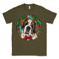 Army Green Christmas St. Bernard Classic Tee - RanaPortraitStore