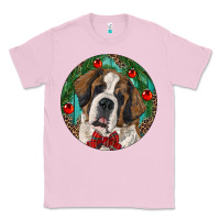Bubblegum Pink Christmas St. Bernard Classic Tee - RanaPortraitStore