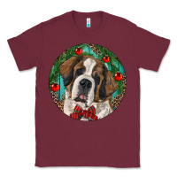 Burgundy Christmas St. Bernard Classic Tee - RanaPortraitStore