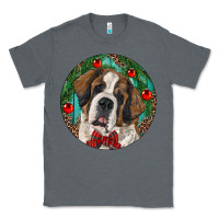 Charcoal Heather Christmas St. Bernard Classic Tee - RanaPortraitStore