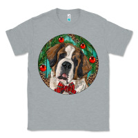 Heather Grey Christmas St. Bernard Classic Tee - RanaPortraitStore