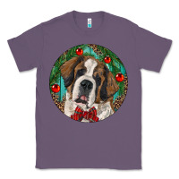 Lavender Christmas St. Bernard Classic Tee - RanaPortraitStore