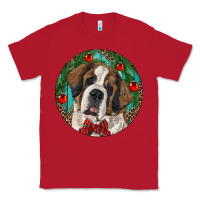 Red Christmas St. Bernard Classic Tee - RanaPortraitStore