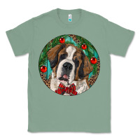 Sage Christmas St. Bernard Classic Tee - RanaPortraitStore