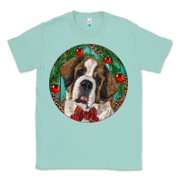Seafoam Christmas St. Bernard Classic Tee - RanaPortraitStore