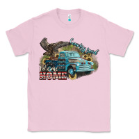 Bubblegum Pink Truck USA country road take me home 4th of july Classic Tee - HowdyJamesFarm