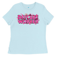 Baby Blue Breast Cancer Daycare Worker Ladies Tee - texasbilliewilder