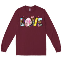 Burgundy Easter Day Love Easter Long Sleeve Tee - OliviaCreatesArt