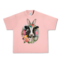 Salmon Happy Easter Cow Easter Day Urban Heavy Tee - CowGirlArtShop