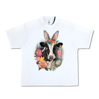 White Happy Easter Cow Easter Day Urban Heavy Tee - CowGirlArtShop