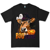 Black Boo Heifer Cow with Halloween Premium Tee - texasbilliewilder